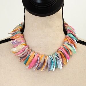 Vintage 1980s bold multicolor shell piece choker necklace statement maximalist